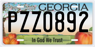 GA license plate PZZ0892