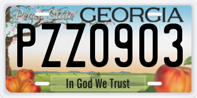 GA license plate PZZ0903