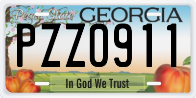 GA license plate PZZ0911