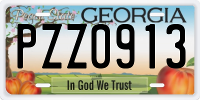 GA license plate PZZ0913