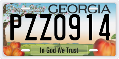 GA license plate PZZ0914