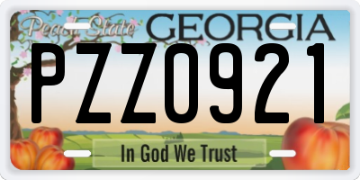 GA license plate PZZ0921