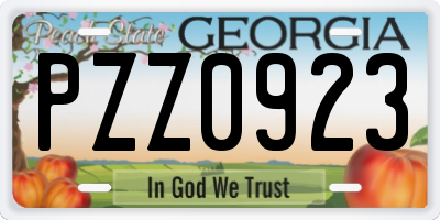 GA license plate PZZ0923