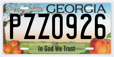 GA license plate PZZ0926