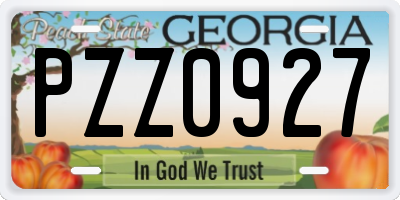 GA license plate PZZ0927