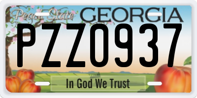 GA license plate PZZ0937