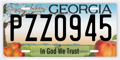 GA license plate PZZ0945