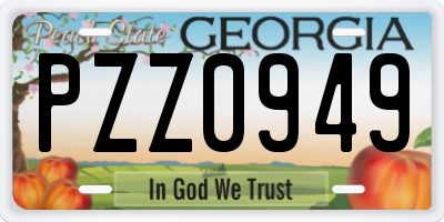 GA license plate PZZ0949