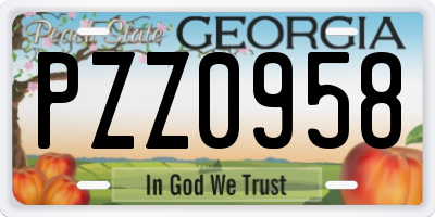 GA license plate PZZ0958