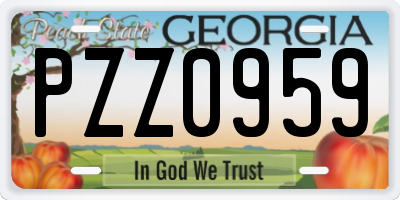 GA license plate PZZ0959