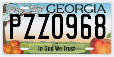 GA license plate PZZ0968