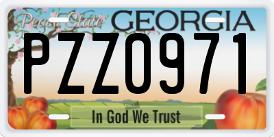 GA license plate PZZ0971