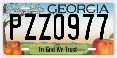 GA license plate PZZ0977