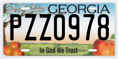 GA license plate PZZ0978