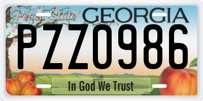 GA license plate PZZ0986