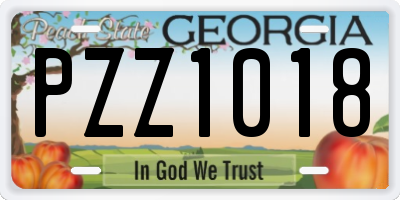 GA license plate PZZ1018