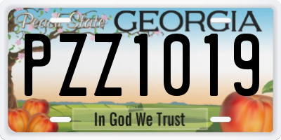 GA license plate PZZ1019