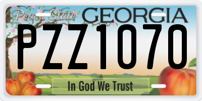 GA license plate PZZ1070