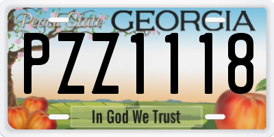 GA license plate PZZ1118