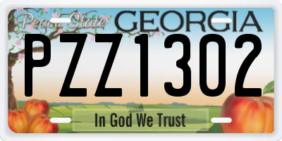 GA license plate PZZ1302