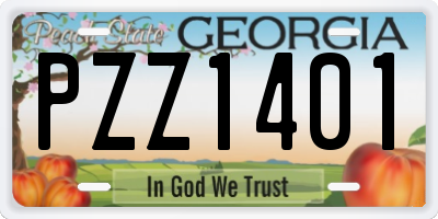GA license plate PZZ1401