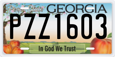 GA license plate PZZ1603