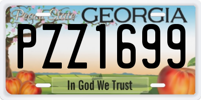 GA license plate PZZ1699