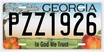 GA license plate PZZ1926
