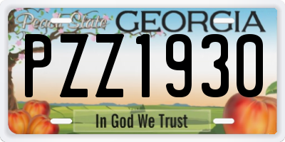 GA license plate PZZ1930