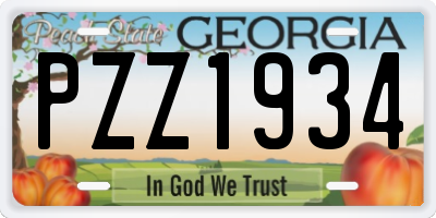 GA license plate PZZ1934