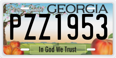 GA license plate PZZ1953