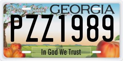 GA license plate PZZ1989