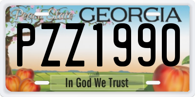 GA license plate PZZ1990