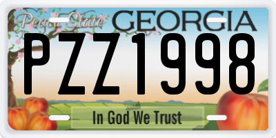 GA license plate PZZ1998