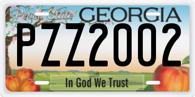GA license plate PZZ2002