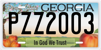 GA license plate PZZ2003