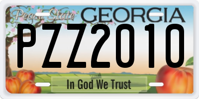 GA license plate PZZ2010