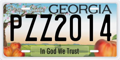 GA license plate PZZ2014