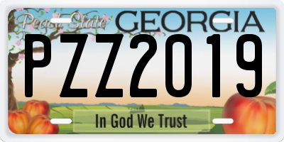 GA license plate PZZ2019