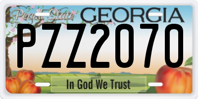 GA license plate PZZ2070