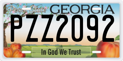GA license plate PZZ2092