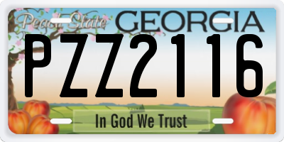 GA license plate PZZ2116