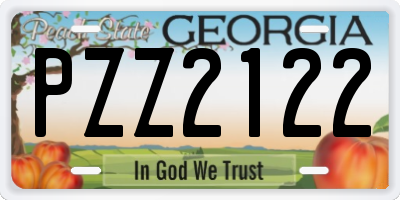 GA license plate PZZ2122