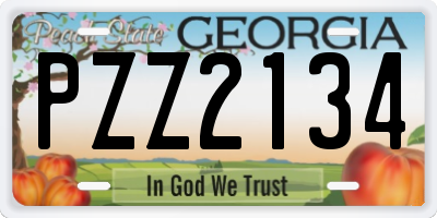 GA license plate PZZ2134