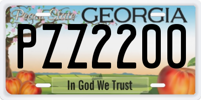 GA license plate PZZ2200