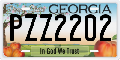 GA license plate PZZ2202