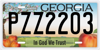 GA license plate PZZ2203