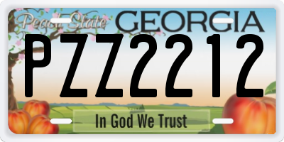 GA license plate PZZ2212