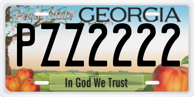 GA license plate PZZ2222