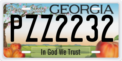 GA license plate PZZ2232